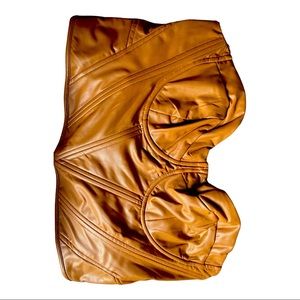 A brown Leather crop top